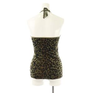 HYSTERIC GLAMOUR レオパード ホルターネック キャミ カットソー FREE カーキ 黒 茶 /MI OS