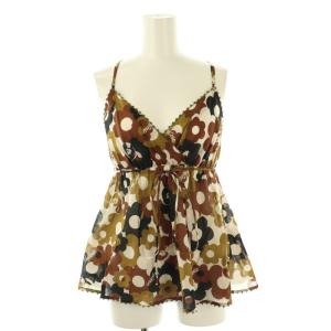 花柄 ヒスガール キャミ カットソー FREE カーキ 茶 白 黒 /MI OS