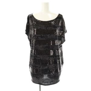スパンコール フレンチスリーブ カットソー チュニック FREE 黒 /MI OS