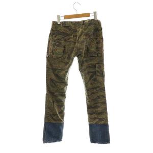 HYSTERIC GLAMOUR 迷彩 切替 デニムパンツ ジーンズ スリム XS 青 ベージュ カーキ /MI OS