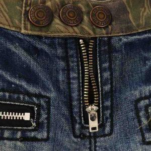 HYSTERIC GLAMOUR 迷彩 切替 デニムパンツ ジーンズ スリム XS 青 ベージュ カーキ /MI OS