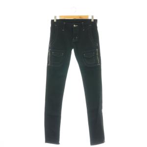 ボタンフライ スキニーデニムパンツ スリム XXS 黒 ブラック /AT OS