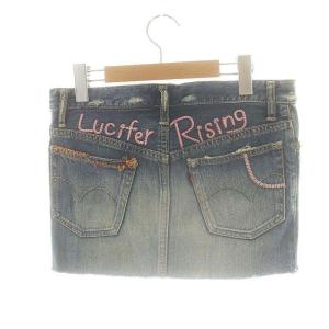 HYSTERIC GLAMOUR Lucifer Rising 刺繍 デニムスカート ミニ S ブルー /HK OS