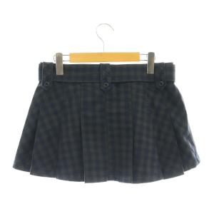 HYSTERIC GLAMOUR ベルト付き チェック ミニスカート フレア S グレー 紺 ネイビー /AT OS
