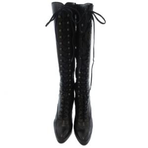 HYSTERIC GLAMOUR ロングブーツ レザー レースアップ ハイヒール M 黒 ブラック /UO AA