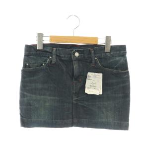 デニム ミニスカート タイト S 紺 ネイビー /AT OS