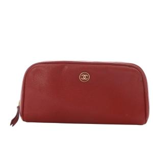 ポーチ メイク 化粧 ココマーク レザー レッド /YO4 OH