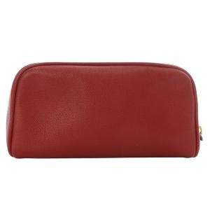 CHANEL ポーチ メイク 化粧 ココマーク レザー レッド /YO4 OH