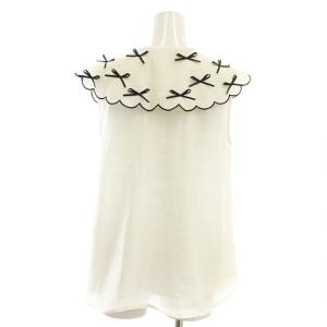 Chesty リボンカラーブラウス ノースリーブ スカラップ 1 ホワイト /DF OS