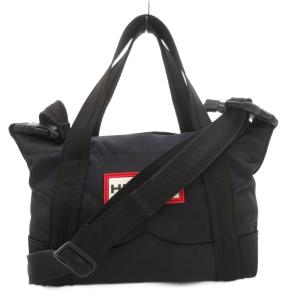 ナイロン ミニ トップ クリップ トート ハンドバッグ ショルダー 2WAY 斜め掛け ロゴ 黒 ブラック