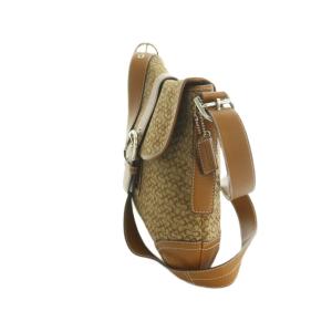 COACH ミニシグネチャー ショルダーバッグ クロスボディ ワンショルダー キャンバス 茶 6376 /MI OS