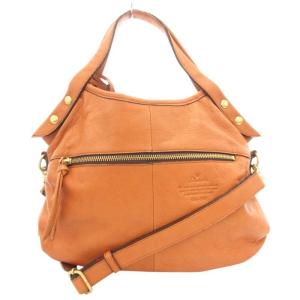 ハンドバッグ ショルダー 2WAY 斜め掛け ロゴ レザー 茶 ブラウン /GV