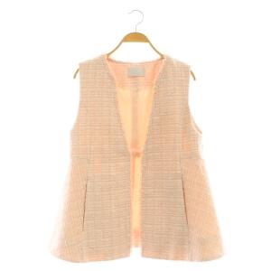 25SS フレアペプラムツィードジレ ベスト フリンジ F ピンク /DO OS