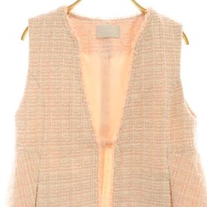 CELFORD 25SS フレアペプラムツィードジレ ベスト フリンジ F ピンク /DO OS