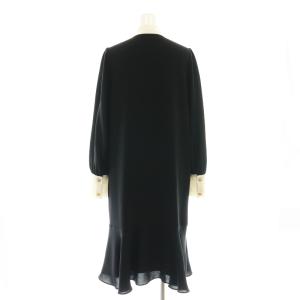 Diagram GRACE CONTINENTAL ヘムフレアボウタイワンピース 膝丈 36 白 ホワイト 黒 ブラック /SS OS