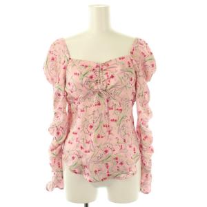 24SS フラワープリントブラウス 長袖 F ピンク /AT OS