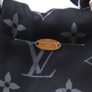 LOUIS VUITTON モノグラム スカーフ付きシュシュ ブラック ライトパープル ホワイト M68951