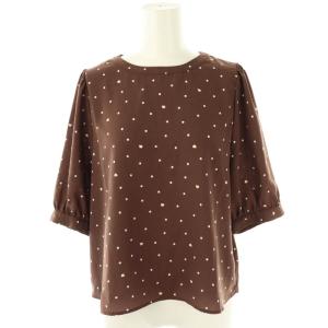 24SS Pinoドット柄ブラウス プルオーバー 半袖 38 ブラウン /DF OS
