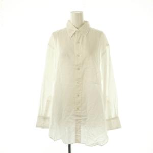 24SS コットンリネンルーズシャツ ブラウス 長袖 前開き 白 /NR OS