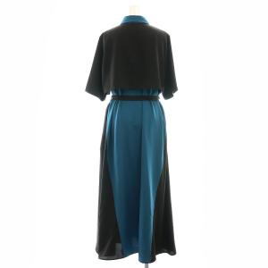 HARE バイカラー半袖ワンピース ロング F ブラック ブルー /DF OS