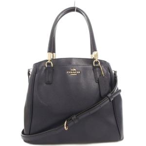 F34663 ハンドバッグ ショルダー 2WAY 斜め掛け ロゴ レザー 紺 ネイビー /GV