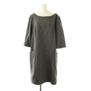 vingt-trois ワンピース チェック ウール 大きいサイズ 48 グレー 黒 ブラック /AQ