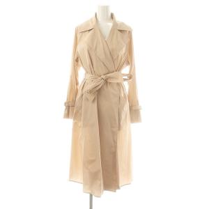 タフタ撥水加工トレンチコート スプリングコート ロング 36 ピンクベージュ /DO OS