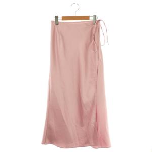 25SS ラップデザインサテンナロースカート フレア 0 ピンク /MI OS