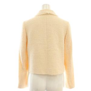 ANAYI 24SS フラッフィーツイードステンカラージャケット 34 クリーム色 ピンク /MI OS
