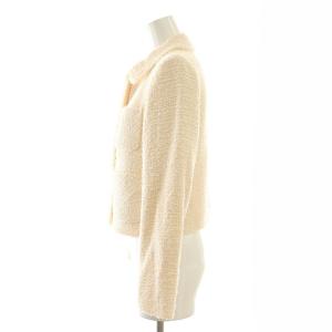 ANAYI 24SS フラッフィーツイードステンカラージャケット 34 クリーム色 ピンク /MI OS