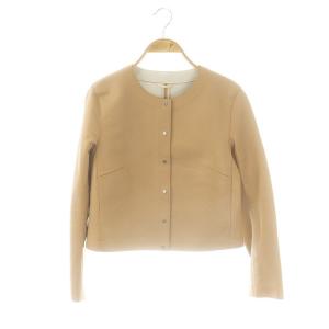ラムレザードットボタンジャケット ノーカラー 38 ベージュ /DO OS