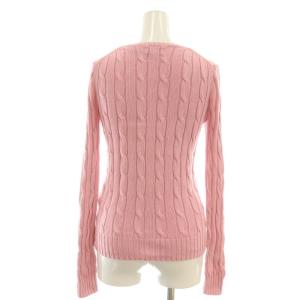POLO RALPH LAUREN コットン ケーブルニット セーター プルオーバー XS ピンク /CX OS