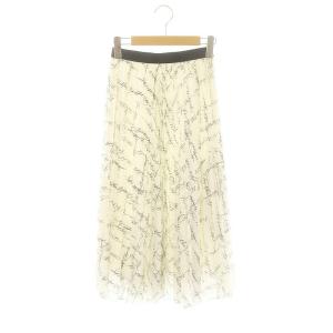 23AW カリグラフィープリントプリーツスカート 34 ホワイト ブラック /ES OS