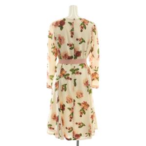 M'S GRACY 24年製 花柄ロングスリーブワンピース 長袖 40 オフホワイト マルチカラー /DO OS
