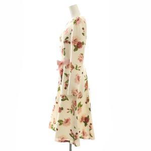 M'S GRACY 24年製 花柄ロングスリーブワンピース 長袖 40 オフホワイト マルチカラー /DO OS