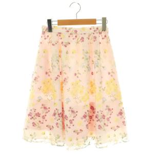GARDEN FLOWER スカート フレア 刺繍 0 ライトピンク マルチカラー /MI OS