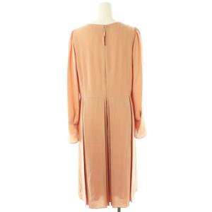 TO BE CHIC ジョーゼットボックスプリーツワンピース ロング 長袖 40 ピンク /HK OS