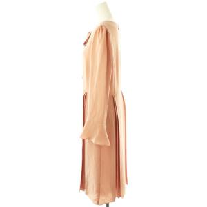 TO BE CHIC ジョーゼットボックスプリーツワンピース ロング 長袖 40 ピンク /HK OS