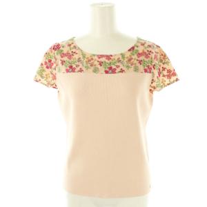 ニット 洗える WOODHAM KNIT PULLOVER プルオーバー カットソー 刺繍 花柄 M ピンク