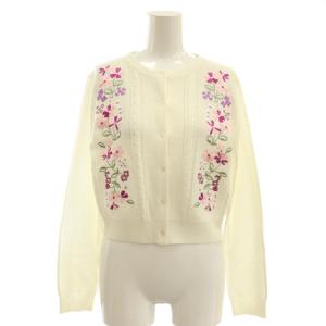 24SS FRAGRANCE OF FLOWERS カーディガン ニット 刺繍 花柄 M 白 ピンク 紫