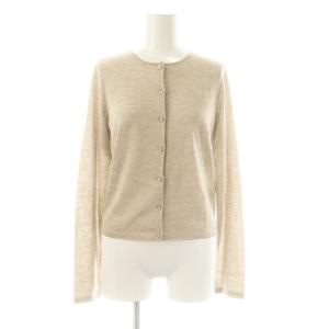 カシミヤ コットン クリスタルボタン カーディガン 40 ベージュ 25804