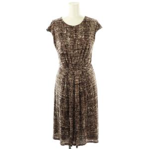 総プリントノースリーブワンピース 38 ブラウン オフホワイト /DO OS
