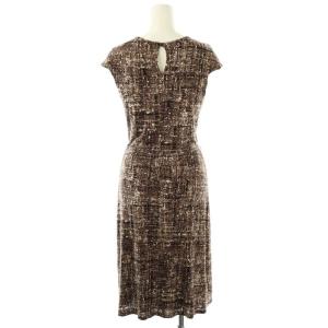 Max Mara 総プリントノースリーブワンピース 38 ブラウン オフホワイト /DO OS