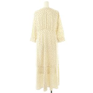 BALLSEY 25SS ドットプリント Vネックマーメイドワンピース ロング 七分袖 36 アイボリー /HK OS