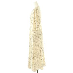 BALLSEY 25SS ドットプリント Vネックマーメイドワンピース ロング 七分袖 36 アイボリー /HK OS