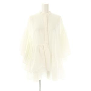 P イレギュラーペプラム ブラウス 七分袖 38 ホワイト /HK OS