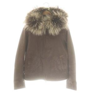 フォックスファー レザージャケット 羊革 M ブラウン 6271021 /DF OS