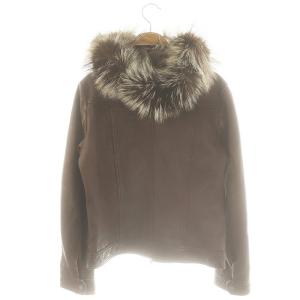 AVIREX フォックスファー レザージャケット 羊革 M ブラウン 6271021 /DF OS