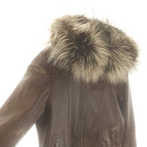 AVIREX フォックスファー レザージャケット 羊革 M ブラウン 6271021 /DF OS