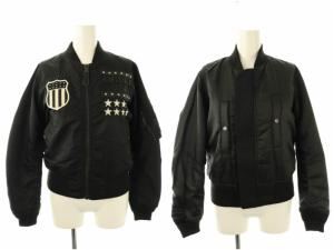 リバーシブル MA-1 フライトジャケット アウター ミリタリー 黒 ブラック /NR OS